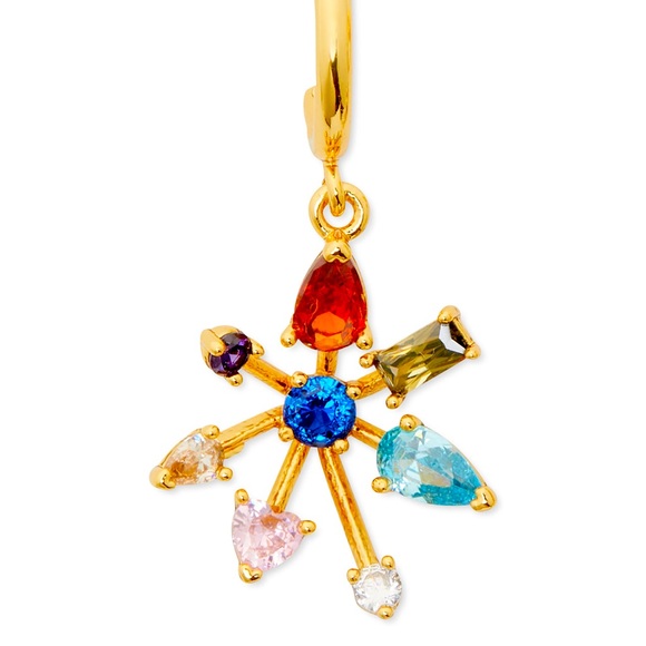 New Kate Spade Gold-Tone Firework Floral Huggie Drop Earrings - Picture 2 of 10